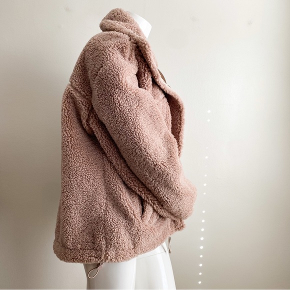 Abercrombie Fitch Soft A&F Collection Tan Teddy Jacket Sherpa Coat Oversized M - Picture 6 of 9